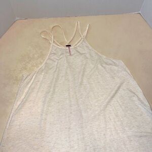 Poof!  Heather White T-back Spaghetti-Strap Top.  Size L